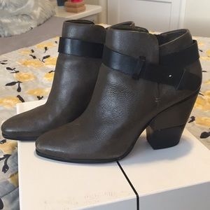 Olive Leather Booties